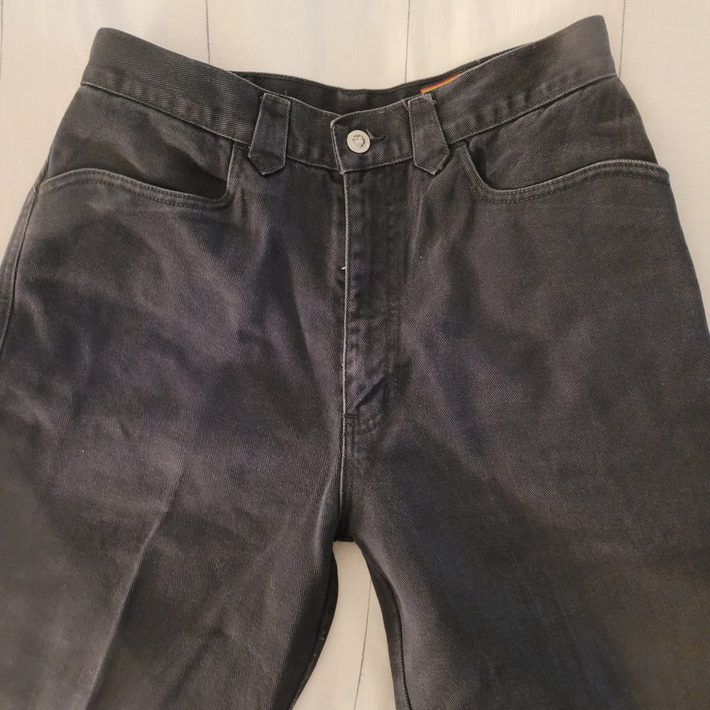 VINTAGE Lawman Black High Waist Western Straight Long Tall Bareback 31 x 35 1/4"